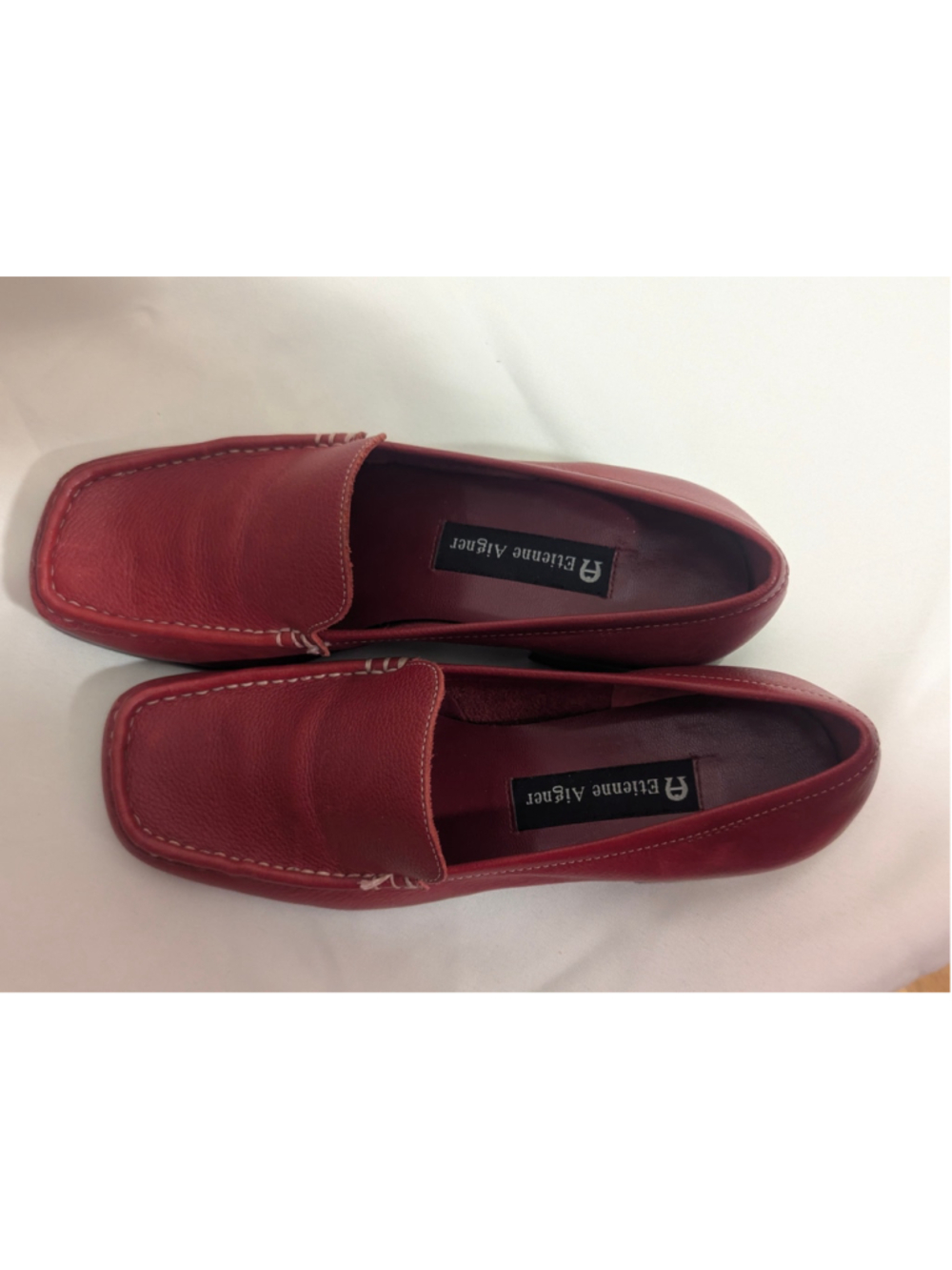 Etienne Aigner Vintage Quiz Dark Red Leather Loafers Size 7 - Picture 7 of 12